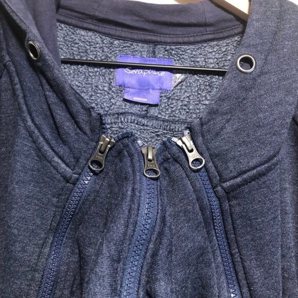 Seraphine 3 in 1 Maternity Hoodie Sweatshirt size medium color Navy - Picture 2 of 5